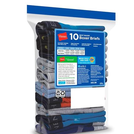 Hanes Ropa Interior para Niño y Niño Pequeño, Bóxers con Tecnología Comfort Flex y ComfortSoft, Paquetes Múltiples Disponibles Paquete de 10, Gris/Azul/Negro/Rojo - Paquete de 10, Pequeño