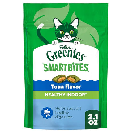 FELINE GREENIES SMARTBITES HEALTHY INDOOR Natural Treats for Cats, Tuna Flavor, 2.1 oz. Pouch