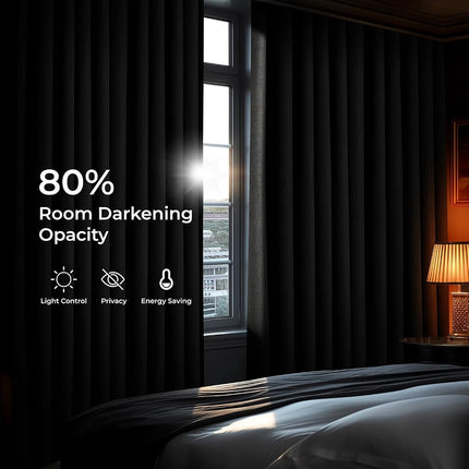 HPD Half Price Drapes - Cortinas de lino sintético para sala de estar (1 panel) - 100W X 108L - Cortinas extra anchas con textura oscurecedoras para dormitorio de 108 pulgadas de largo - Cortinas para decoración del hogar, negro esencial