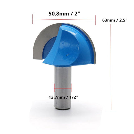 Rannb Woodworking 2-Inch Cutting Diameter 2-Flute Cove Core Box Router Bit with 1/2-inch Steel Shank- Pack of 1