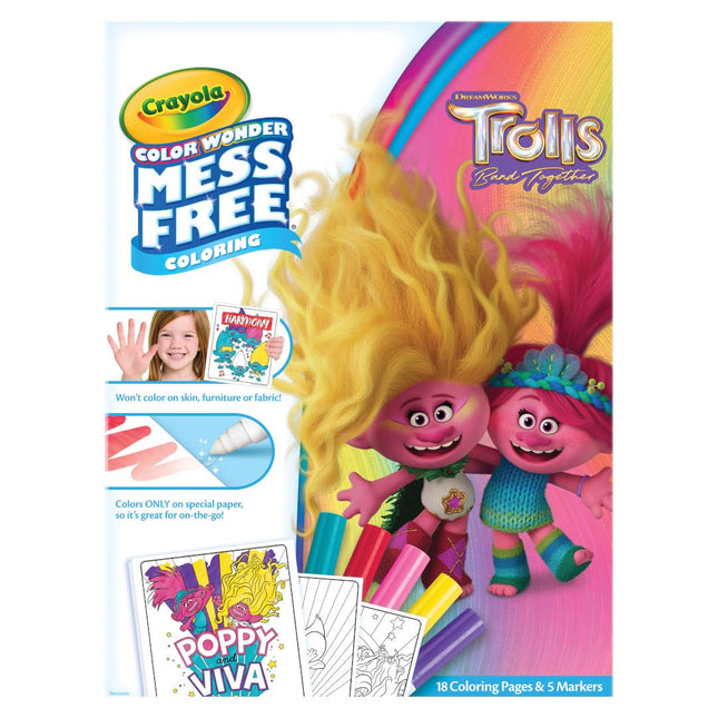 CRAYOLA Trolls 3, Color Wonder Mess Free Coloring Pages & Markers, Gift for Kids, Age 3, 4, 5, 6