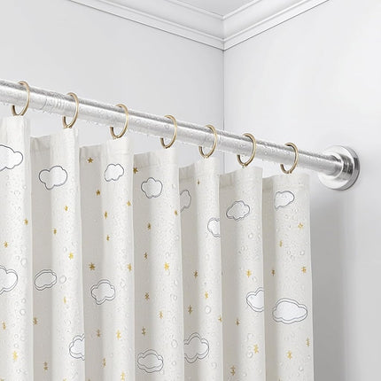 VEVOR Shower Curtain Rod, 28-76 Inches, 1 Inch Diameter Adjustable Spring Tension Stainless Steel Telescoping Rod with Holders, No Drilling Non-Slip for Bathroom, Closet, Window, Room Divider, Silver