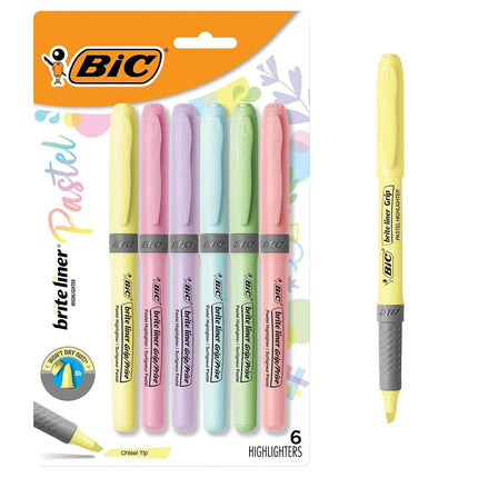 Bic, Briteliner Chisel Assorted, 6 Count