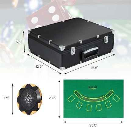 Goplus Poker Chip Set, 300 PCS 14 Gram Clay Poker Chips w/Case, Automatic Card Shuffler, 2 Decks Cards, 5 Dices, Card Shoe, 3 Dealer Buttons, Poker Felt, Texas Holdem, Blackjack, Casino (300 PCS)