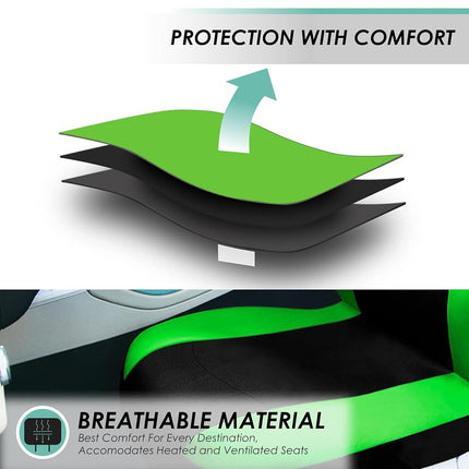 FH Group FB030GREEN115-SEAT Fundas de asiento automotriz de cubo verde de ajuste universal y funda de banco para la mayoría de automóviles, SUV y camiones (juego completo compatible con airbag con asiento trasero partido)
