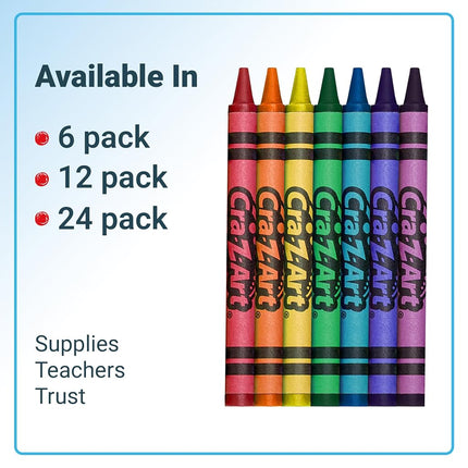 Cra-Z-Art Crayons, Bulk Pack, 24 Count, 24 Packs of Crayons, Bulk School Supplies for Classroom, Back to School Essentials