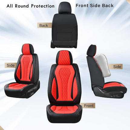 Coverado Seat Covers 2 Pack, Car Seat Covers Front Seats, Red Car Seat Cover, Waterproof Car Seat Covers, Car Seat Cushion, Front Leather Seat Protector Fit for Most Cars