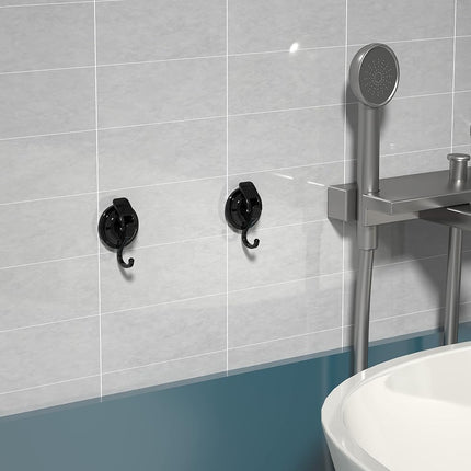 SOCONT Heavy Duty Vacuum Suction Cup Hooks, Matte Black Plated Polished Super Suction for Kitchen Bathroom, 1 Pack