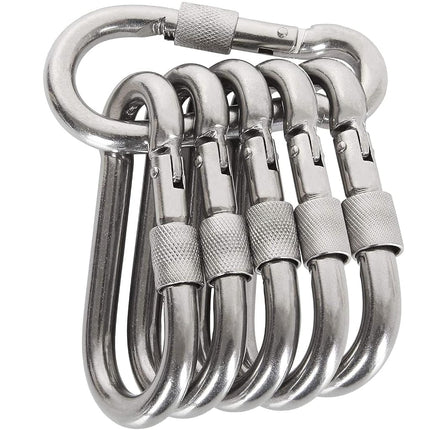 Acquwistach Locking Carabiner Clips 6 Pack 3.15" S