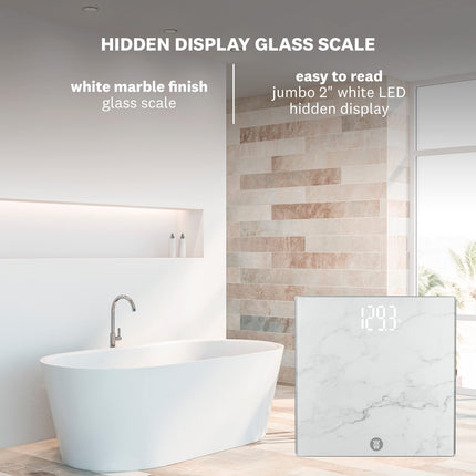 Weight Watchers Scales by Conair Scale for Body Weight, Digital Bathroom Scale in White Marble Finish
