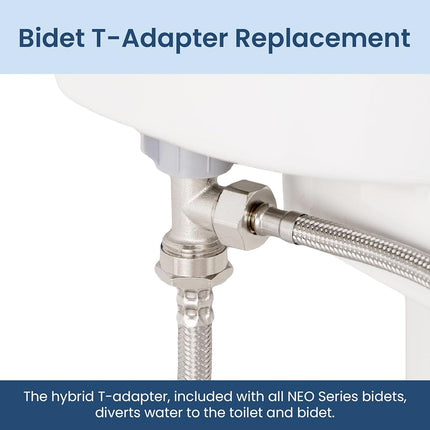LUXE Bidet T-adaptateur hybride métal et plastique 7/8" x 7/8" x 1/2" pour bidet à eau froide, compatible uniquement avec les fixations de bidet de la série NEO