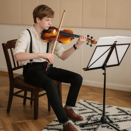 Kmise Violin 3/4 Full Set, Fingerboard Fret Markings Violins, Matte Acoustic Fiddle for Adults, Beginners, Students with Violin Case, Rosin, Strings, Bow, Shoulder Rest, Beginner's Guide (Matte, 3/4)