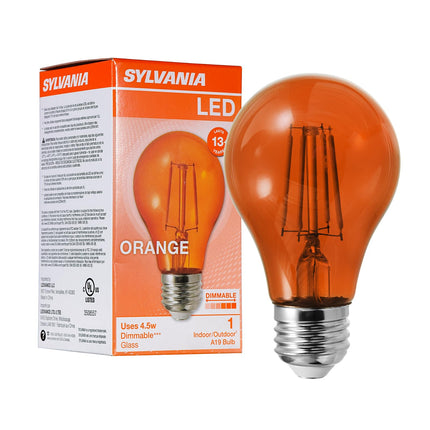 SYLVANIA LED Orange Glass Filament A19 Light Bulb,