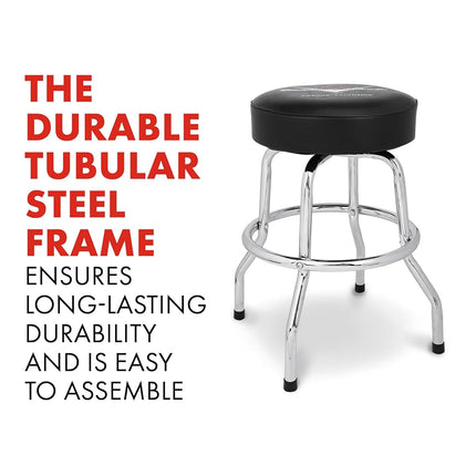 Fender Custom Shop Chevron Logo Swivel Barstool, Great Gifts for Dad, with 1 Year Limited Warranty, Simple Assembly, Black/Black, 24"