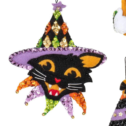 Bucilla 89276E Felt Applique Ornament Kit, Vintage Halloween, Set of 6