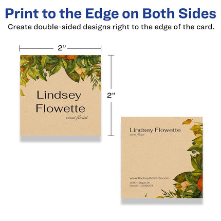 Avery Printable Square Business Cards with Sure Feed Technology, 2" x 2", Kraft Brown Cardstock, Print-to-the-Edge, Laser/Inkjet Cards, 600 Total