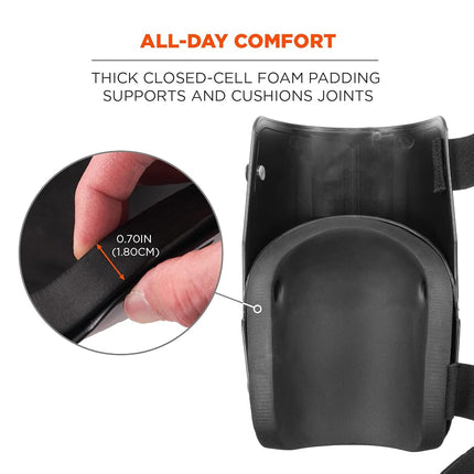 Ergodyne ProFlex 360 Knee Pad, Hinged Design, Hard Shell, Non-Marring Rubber Cap, Extra Large