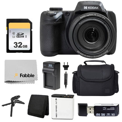 Kodak PIXPRO AZ528 16 MP Full HD Video Digital Camera (Black) with 52x Optical Zoom Bundle with Accessories Including Protective Camera Case, Battery & Charger, 32GB SD Card, Tripod and More
