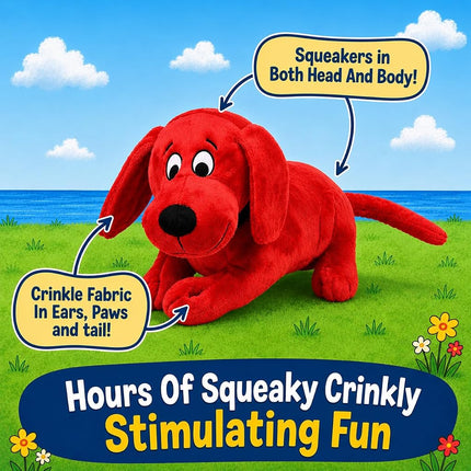 Clifford Snuggle Buddy Plush Dog Toy, 14", Squeaker & Crinkle