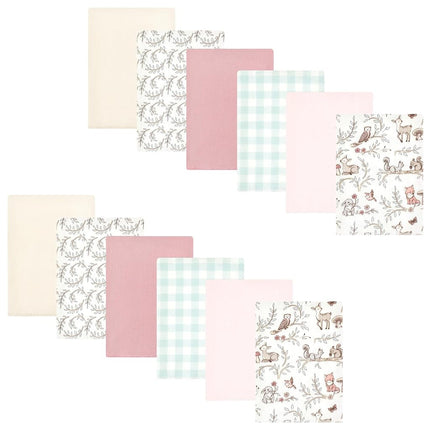 Paquete de paños de tela de franela de algodón Hudson Baby para bebé unisex, diseño de amigos del bosque para niña, talla única