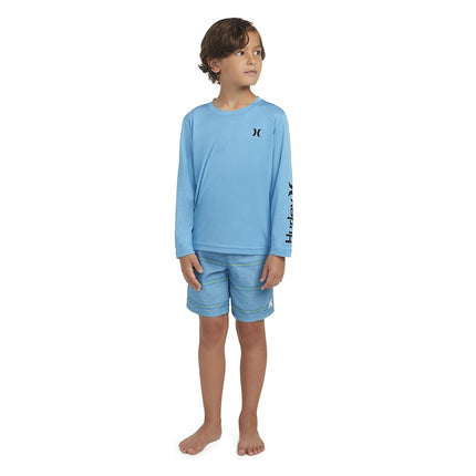 Hurley Boys' Long Sleeve UPF 50+ Rash Guard Swim Shirt, Neptune Blue Heather, 4