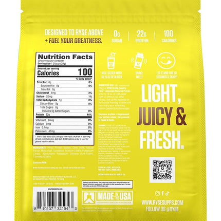 Ryse Clear Whey Isolate Protein Powder, Country Time Lemonade, 22g