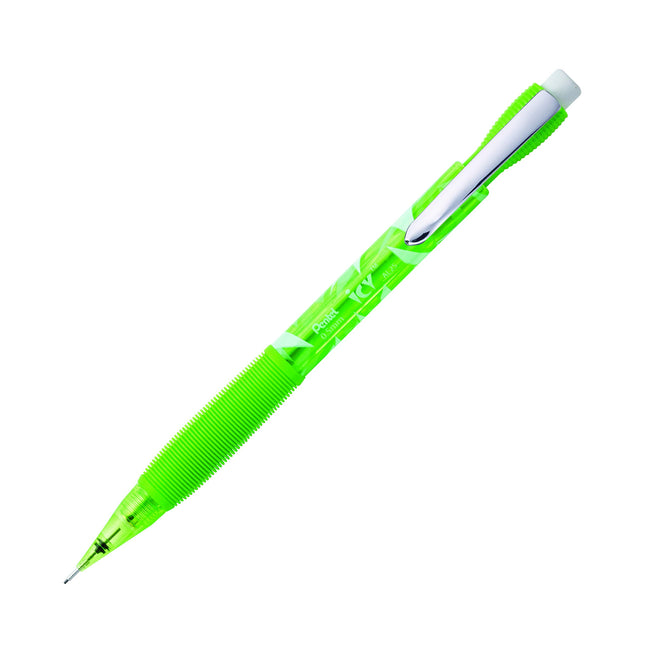 Pentel ICY Mechanical Pencil, 0.5mm, Tinted Lime Green Barrel, Box of 12 (AL25TK-R1)