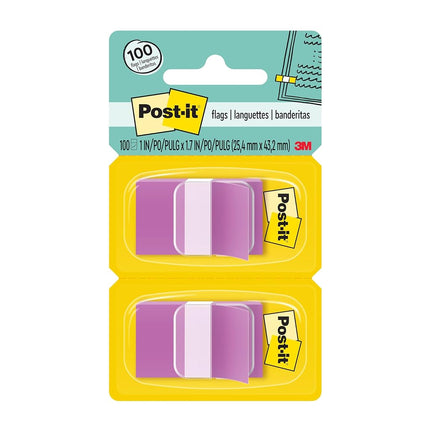 Post-it Flags, 50/Dispenser, 2 Dispensers/Pack, 1 in Wide, Purple (680-PU2)