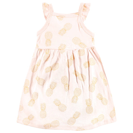 Hudson Baby Baby Girls' Cotton Dresses, Flamingo Pineapple, 12-18 Months