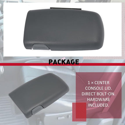 HECASA Center Console Lid Armrest Door Compatible with 1997-2002 Chevrolet Camaro Pontiac Firebird Replacement for 10421355 Plastic Gray