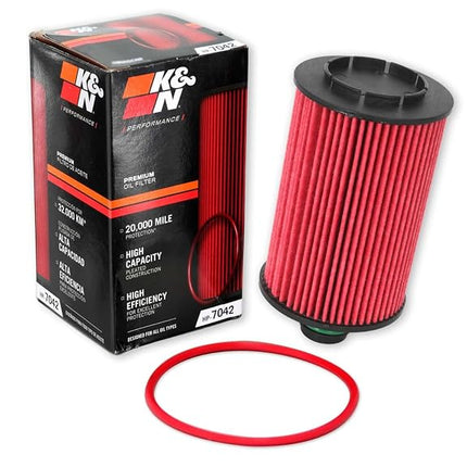 K&N Oil Filter - High Performance-Series compatible with: Jeep, Dodge (HP-7042), Red