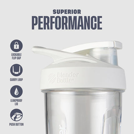 BlenderBottle Sport Shaker Bottle with Wire Whisk, 28-Ounce, White – Protein Shakes & Hydration for Athletes & Fitness Enthusiasts, Easy Mixing, Durable & Lightweight, Lockable Lid