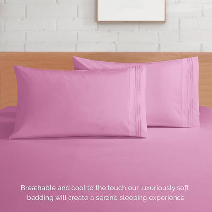 Elegant Comfort 4-Piece Bed Sheet Set - Luxury Bedding 1500 Premium Hotel Quality Microfiber, All Around Elastic 18-24 Inches Deep Fitted Sheet- Extra Deep Pocket Sheets, King, Light Pink
