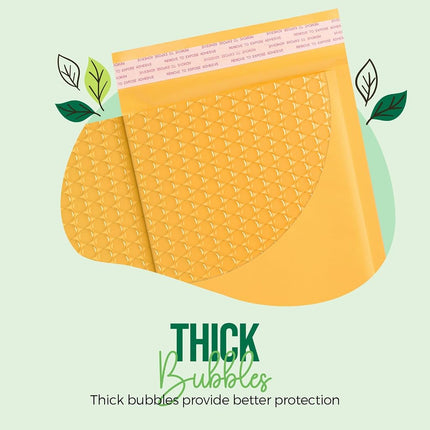 Fuxury Kraft Bubble Mailers 6x10 Inch 100 Pack,Strong Adhesion Padded Envelopes,Self Seal Bubble Envelopes, Waterproof Cushioned Bubble Mailers Packaging for Small Business，Bulk #0 Mailers Yellow