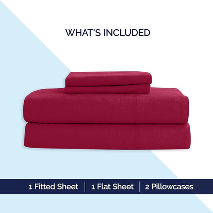Elegant Comfort Soft 4-Piece 100% Turkish Cotton Flannel Sheet Set - Premium Quality, Deep Pocket Fitted Sheet, Ultra Soft, Cozy Warm Flannel Sheets - Full, Burgundy