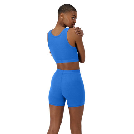 Hanes Women's Originals 2-piece Lounge Set, Comfywear Supersoft Crop Top & Boxer Shorts Loungewear Set, Frosted Peri/Frosted Peri, XXL