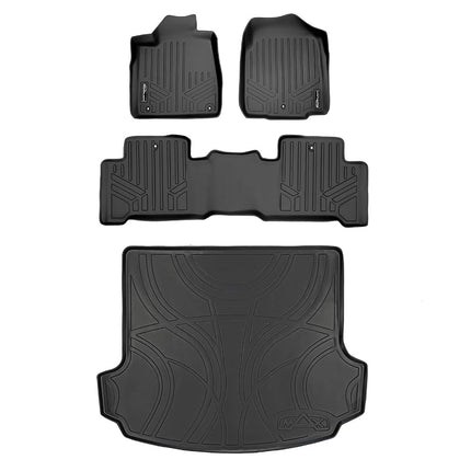 MAXLINER Floor Mats 2 Rows and Cargo Liner Behind 2nd Row Set Black for 2007-2013 Acura MDX
