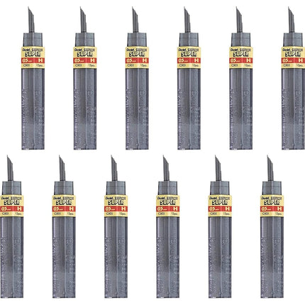 Pentel Super Hi-Polymer Lead Refill, 0.5mm, Fine, H, 144 Pieces of Lead (C505-H)