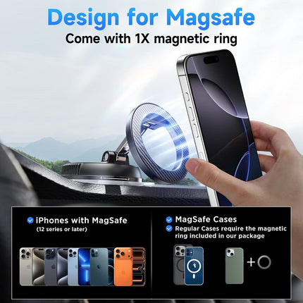 ANDERY Car Phone Holder for Magsafe [78+LBS Strongest Suction & 2400gf Magnetic] 360° Adjustable Car Phone Mount, Compatible with iPhone 17 Pro Max 16 15 14 13 12 Air Plus, Carbon Fiber