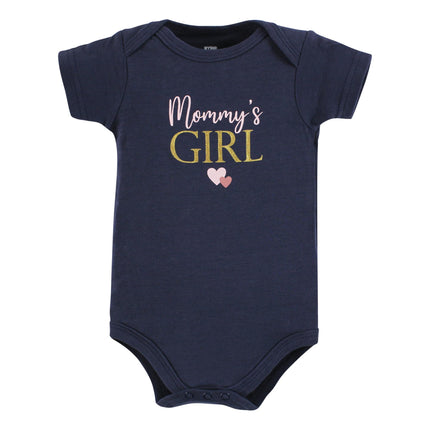 Hudson Baby Baby Cotton Bodysuits, Girl Mommy Pink Navy, Preemie