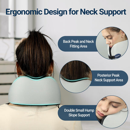 Season Guard Travel Head Support Neck Pillow, Cervical Spine Support Pillows for Flight Headrest Sleep, Cozy Soft Airplane Car Office Rest Adult Kids, A01 Wide Strape with Breathable Cover, Light Grey