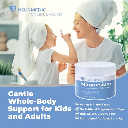 InsurMedic Magnesium Cream for Neuropathy - Nerve Muscle Cramps Body Pain & Bedtime Support - Nighttime Topical Lotion with Lavender - Kids Adults Relaxing Calming Rub for Feet Leg Back