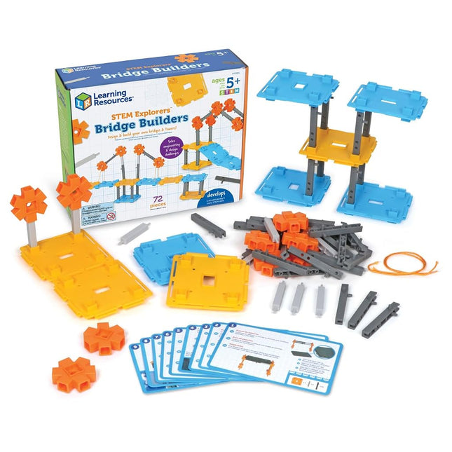 Learning Resources STEM Explorers Bridge Builders, 72 Pieces, Ages 5+, Building Toys, Kits, Projects, Build It Yourself Toys