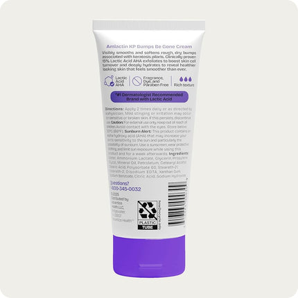 Amlactin KP Bumps Be Gone Hydrating Cream, Moisturizing Cream For Rough and Bumpy Dry Skin, 3 Oz Tube