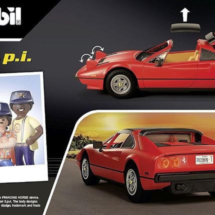 Playmobil 71343 Famous Cars Magnum, P.I. Ferrari 308 GTS Quattrovalvole, supercar, Collector's item for car enthusiasts, Toy for collectors and suitable for children ages 5+