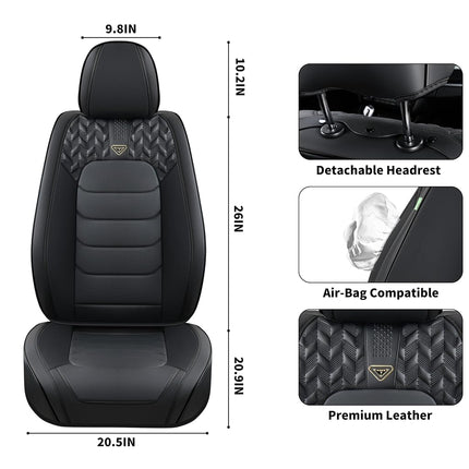 FLORICH Seat Covers Full Set,Leather Seat Covers, Front and Rear Seat Cover 5 Seats, Waterproof Car Seat Cushion Protector Accessories for Sedan SUV Pick-up Truck(Black, Full Set)