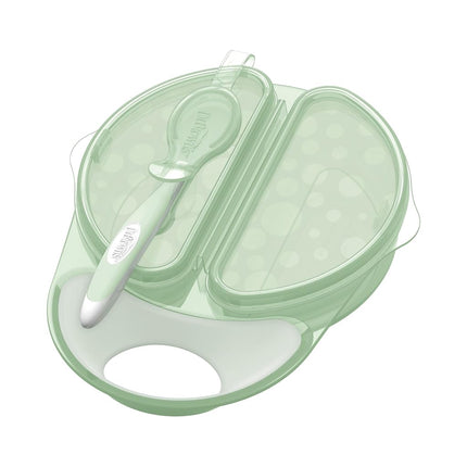 Bol Dr. Brown's Travel Fresh y Cuchara a Presión, Bol Dividido con Cuchara para la Alimentación de Niños Pequeños Fuera de Casa, Sin BPA, 4m+