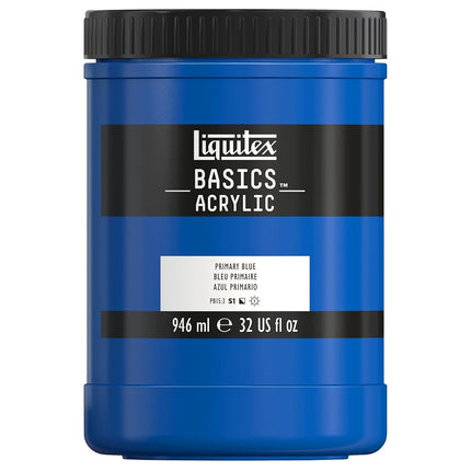 Pintura Acrílica Básica Liquitex, frasco de 32 onzas, Azul Primario