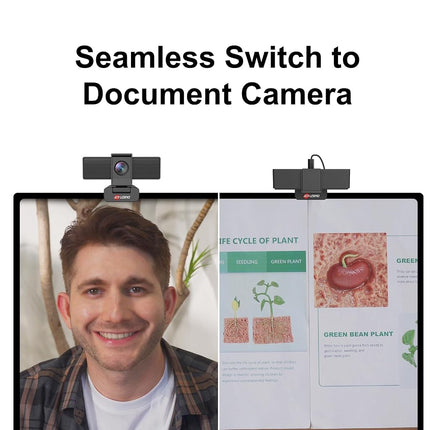 JOYUSING Flip600S 4K Webcam for PC, Ultra HD Webcam with tripod, PDAF Autofocus, Noise-Cancelling Mics, 79° FOV, Auto Light Correction, Privacy Cover, for Conference, Streaming, Zoom/Teams/Google Meet