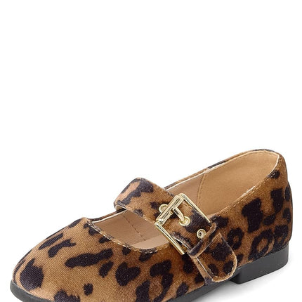 The Children's Place Baby-Girl's Toddler Closed Toe Ballet Flats, Leopard, 8 Toddler